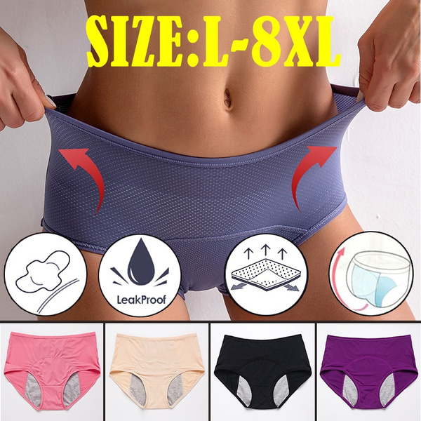 9Colors Plus Size: XS-3XL Leak Proof Menstrual Panties Breathable  Physiological Pants Sexy Women Underwear Period Waterproof Briefs Cotton  Female Briefs