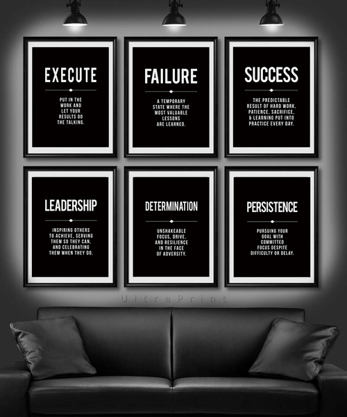 Execute Success Leadership Quote Black Poster Wall Art Motivational ...