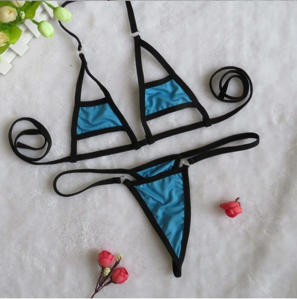 The new women Halter Neck Three Point Bikini Strap Tback Lingerie Set