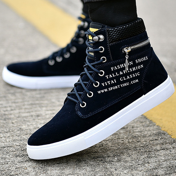 Men's fashion Korean high-top sneakers frosted canvas sports casual ...