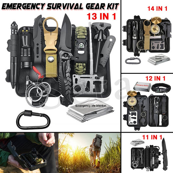 New SOS Emergency Camping Survival Equipment Kit Outdoor Survival Gear  Survival Gear Kits Outdoor Emergency SOS Survive Tool for  Wilderness,Trip,Cars,Hiking,Camping Gear with 5 In 1 Multi-function  Survival Bracelet, Flashlight, Tactical Pen, Knife
