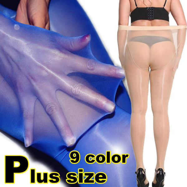 Upgrade 220 Lbs Plus Size Super Shiny Glossy Sheer Stockings Tights