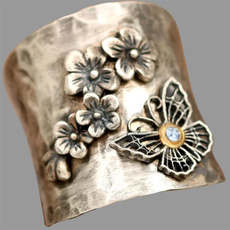 butterfly, Sterling, 925 silver rings, cherryblossom
