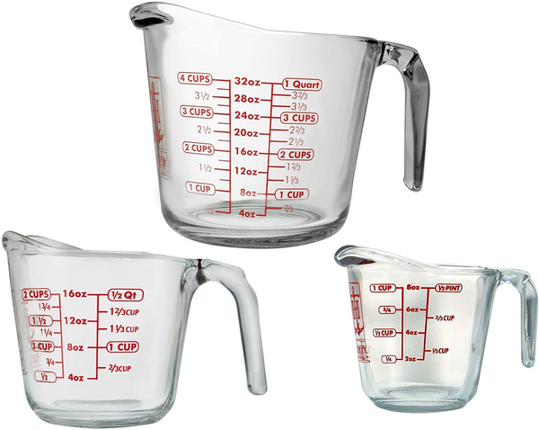 3-Piece Measuring Cup Set, Set of 3, Clear