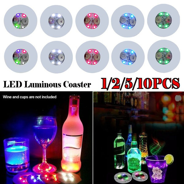 1Pcs Leuchtende Led Licht Cup Aufkleber Mat Bar Club Bottle Party Coaster D Y3N3 