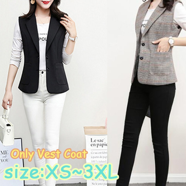 Plaid Suit Vest Women Short Sleeveless Jacket Female Vest Waistcoat ...