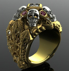 Jewelry, gold, punk, party Ring