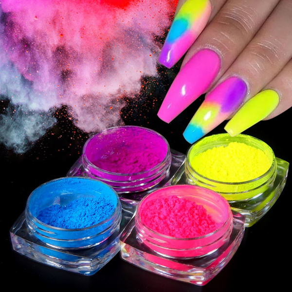 9 Boxes/set Neon Pigment Powder Nail Fluorescence Gradient Glitter Summer  Shinny Dust Ombre DIY Nail Art Decoration Manicure | Wish