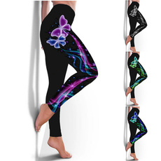 butterflyprint, butterfly, Plus Size, Casual pants