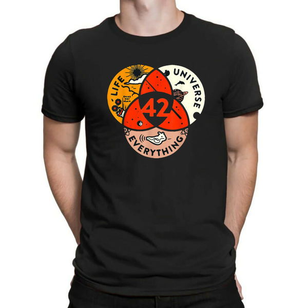 42 The Answer To Life The Universe and Everything Funny Men Cotton Black T-Shirt 