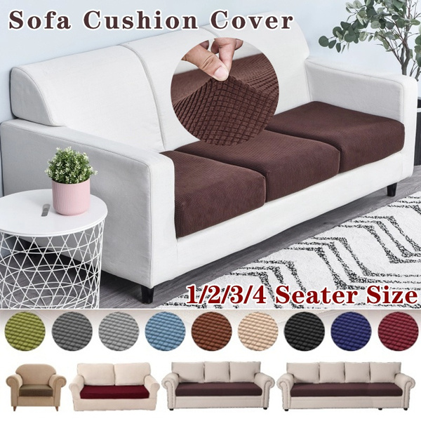 New Upgrade 15 Color 1 2 3 4 Seater Sofa Cushion Set Elastic Jacquard Polyester Spandex Seat Cover Solid Couch Slip Covers Protector Wish New Upgrade 15 Color 1 2 3 4 Seater, Oversized Sofa Cushion Covers