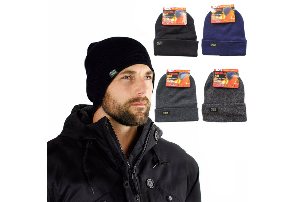 Polar Extreme Men's Thermal Winter Fold Over Fleece Lined Knitted Skull Hat Cap 