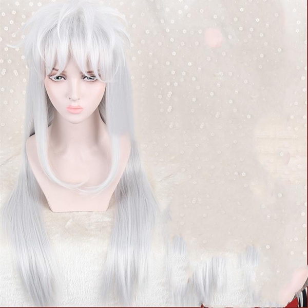 Inuyasha 100cm Long White Styled Sesshoumaru Cosplay Wig With Ears