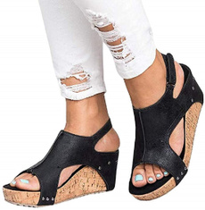 wedge, Sandals, Women Sandals, toeslingbackshoe