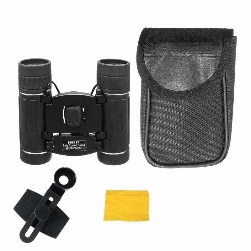 NEW 30000M High Power 100x Zoom Day / Night Vision with Low Light Ultra HD Telescope Binoculars Foldable Outdoor Optical Lens Waterproof Anti-fog Telescope for Hunting Traveling Wiht Phone Clip Gifts