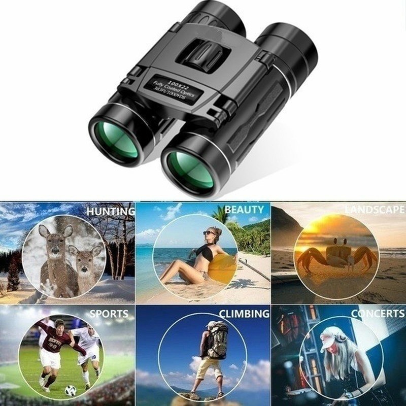 NEW 30000M High Power 100x Zoom Day / Night Vision with Low Light Ultra HD Telescope Binoculars Foldable Outdoor Optical Lens Waterproof Anti-fog Telescope for Hunting Traveling Wiht Phone Clip Gifts