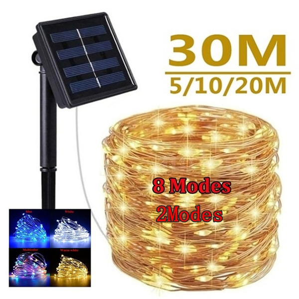 20M Solar energy copper wire lamp string 8 Light Modes Christmas Party Wedding 
