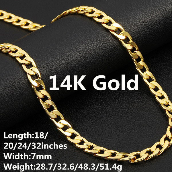 14K Solid Yellow Gold Cuban Chain For 