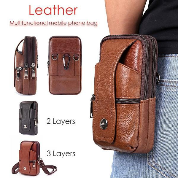 Outdoor leather belt bag