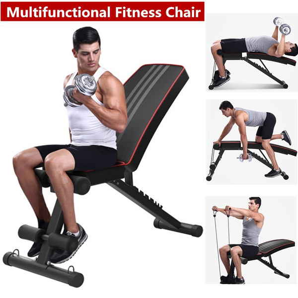Adjustable Sit Up Incline Abs Bench Flat Fly Weight Press Fitness Rope Dumbbell 
