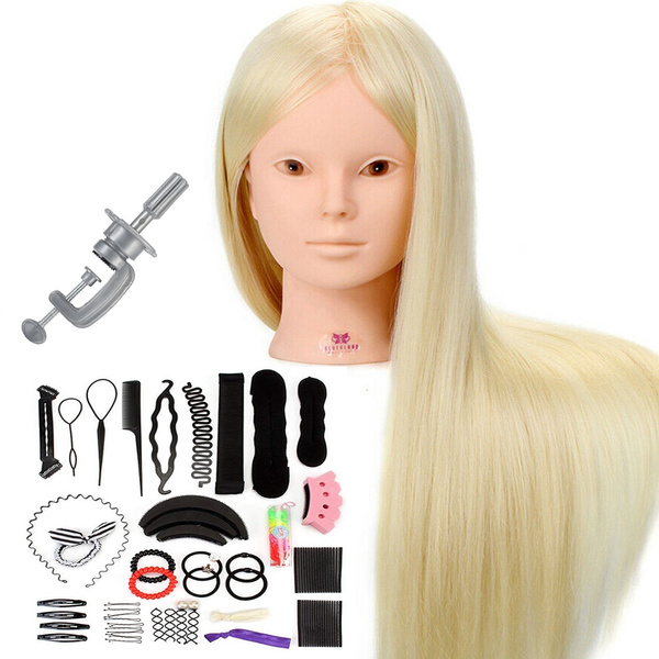 26 50% Human Hair Mannequin Head for Makeup Hairdressing Training