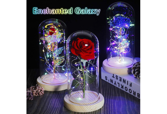 Details about   LED Enchanted Galaxy Rose Eternal 24K Gold Foil Flower In Dome Valentine's Gift 