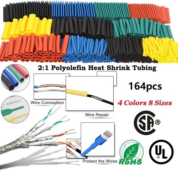 Tool Tube Polyolefin Heat Shrink Tubing Wire Wrap Kit Cable Sleeve Assorted 2:1 