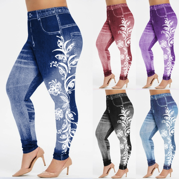 LADIES WOMENS STRETCHY Denim Look Skinny Jeggings Leggings Plus Size 8-34  UK NEW £6.49 - PicClick UK