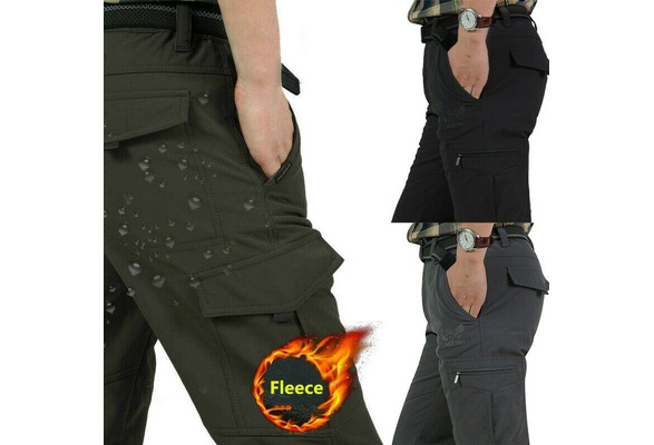 Mens Thick Thermal Fleece Trousers Outdoor Waterproof Tactical Combat Work Pants 