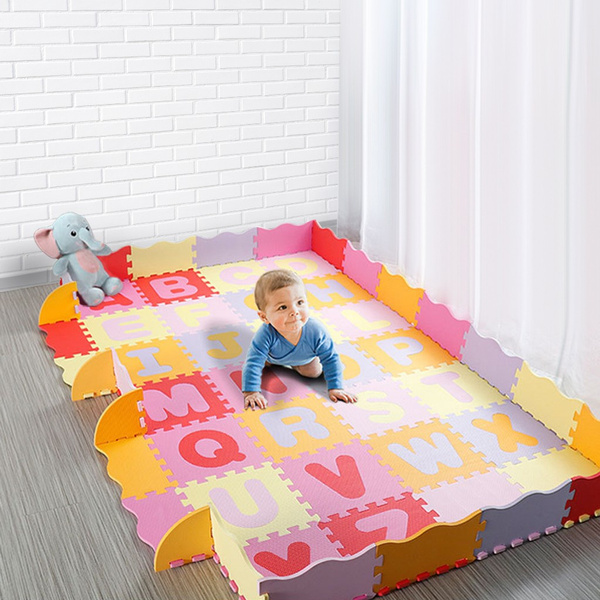 Fenced Baby Foam Play Mat Alphabet Splicing Letters On Floor Blocks Wish Fenced Baby Foam Play Mat Alphabet, Outdoor Foam Mats For Babies