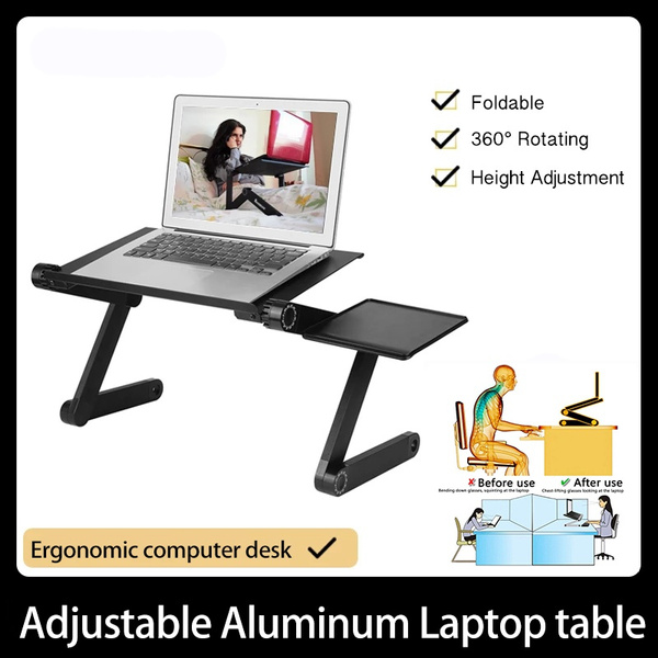 Adjustable Aluminum Laptop Desk Ergonomic Portable TV Bed Lapdesk Tray ...