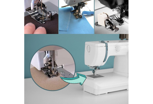 Farfi 1Pc Rolled Hem Foot for Brother Janome Singer Silver Color Bernet  Sewing Machine