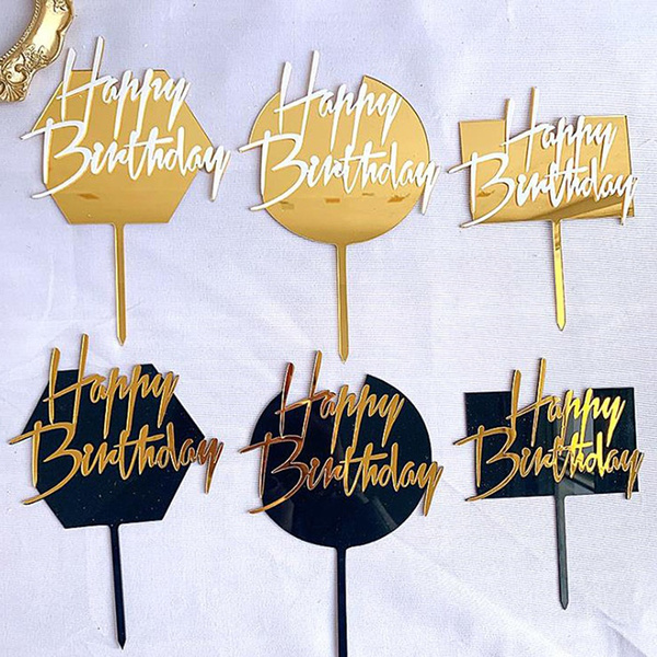 Acrylic Happy Birthday Cake Topper Cupcake Topper Birthday Party Cake ...