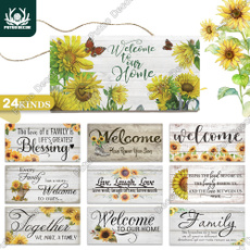 familysign, woodenplaque, Family, Sunflowers