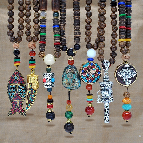 KALEN African Glass Beads 47cm 50cm 60cm 75cm Chain Necklaces Men Punk  Stainless Steel Skull Pendant Statement Choker Jewelry