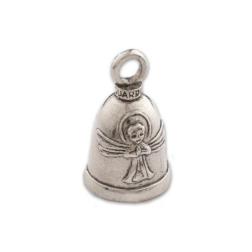 Guardian Bell, Metal, Angel Praying Halo And Wings, Motorcycle Rider 