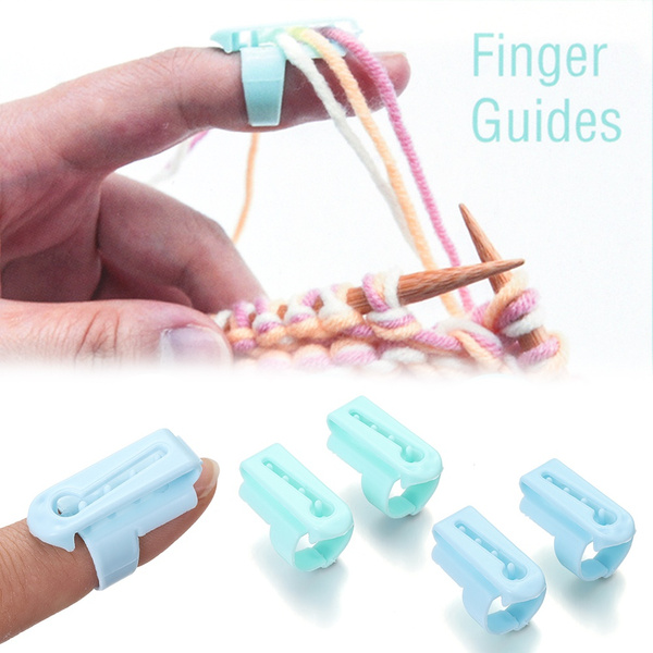 4PCS Hot New Plastic Finger Wear Thimble Knitting Tools Yarn Guide Finger  Holder Finger Splitter Thimble Ring Finger Guide Knitting Loop Crochet Ring
