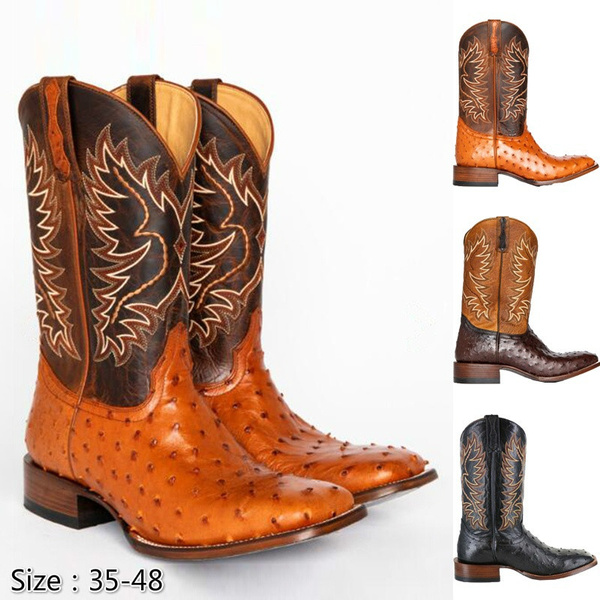Retro Embroidered Mid-tube Slit Casual Versatile Men's Boots main image 1