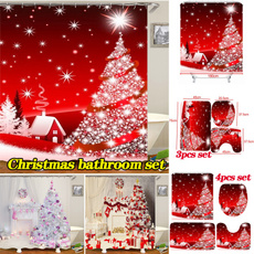 Bathroom, Christmas, Waterproof, Shower Curtains