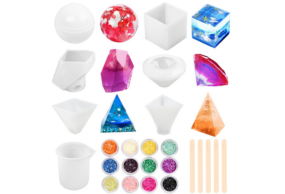 Silicone Gem Mold Kit (Gems, Pyramid, Cube, Sphere, Diamond