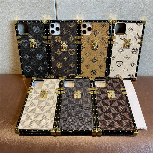 Luxury Square Leather Back Case for iPhone