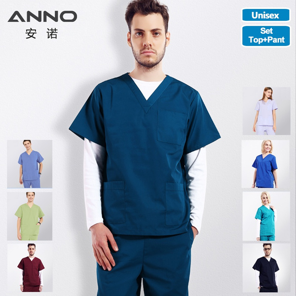ANNO Solid Color Medical Scrubs Set Surgery Cloths Hospital Uniform Nursing  Dress | Wish