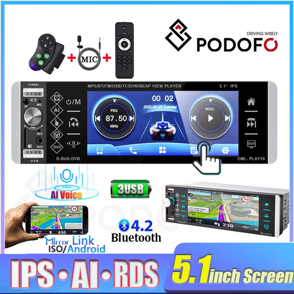 1 Din Car Radio Mirror Link Autoradio Fm Am Bluetooth 5.1 Touch