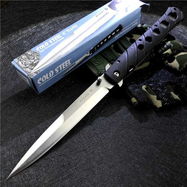 Cold Steel 26SXP Ti-Lite XL 6 Linerlock Folding Knife (6 Inch Stiletto  Satin Plain Blade) Black Zy-Ex Handle