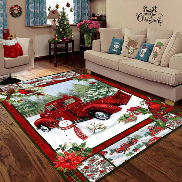 Christmas Red Truck Snowy Cardinals Living 3d Printed Rugs Mat Rugs Anti Slip Large Rug Carpet Home Christmasdecoration Wish