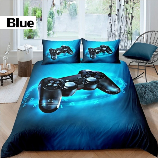 Video Games Blue Comforter Cover Gamepad Bedding Set for Boys Gifts ...