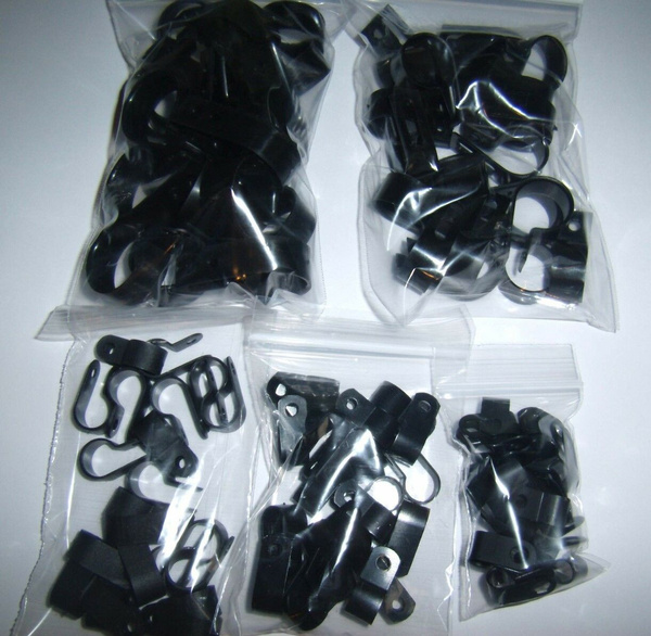 100Pcs Power Wire Cable Clamp Tie Down Holder Combo Pack Split Loom