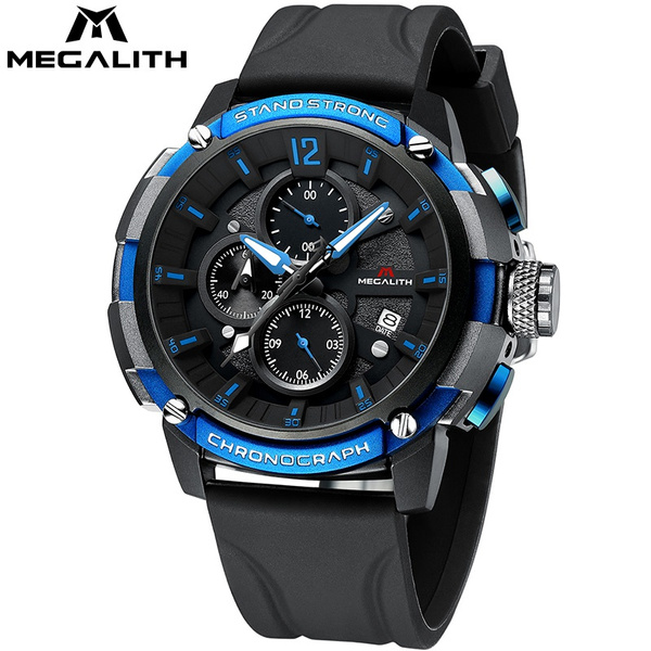 MEGALITH Mens Watches Sports Military Chronograph Black Watches for Men