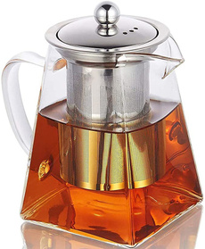 Steel, clearteapot, leaf, teapotwithinfuser
