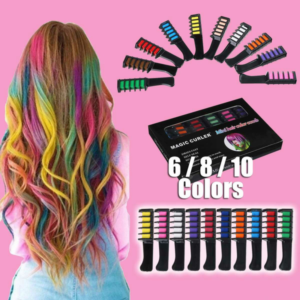 6 8 10 Color Portable Mini Hair Temporary Dyeing Comb Wet Dry Hair Chalk Comb Dyeing Hair Tool Party Salon Makeup Tool Wish